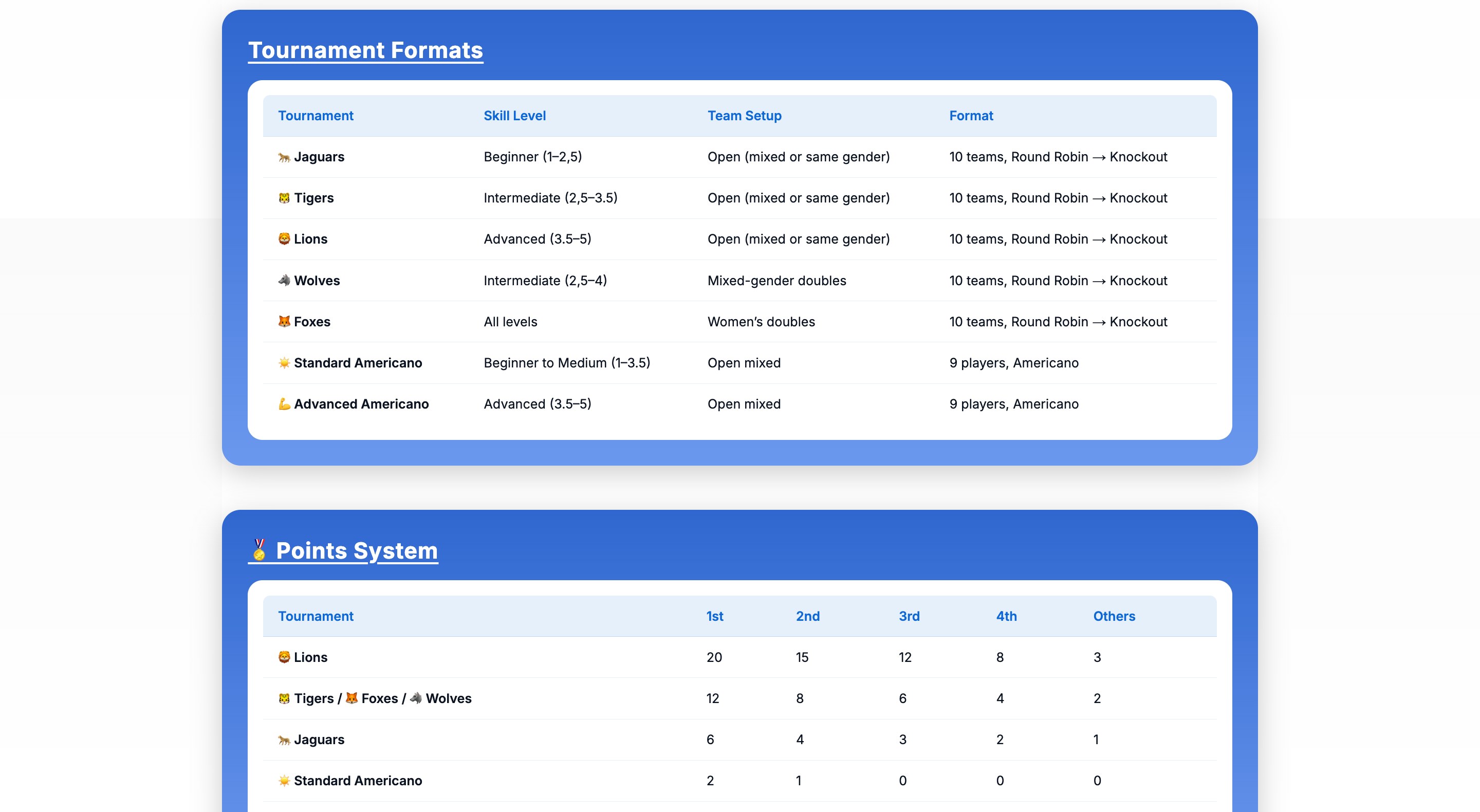 Tournament Formats