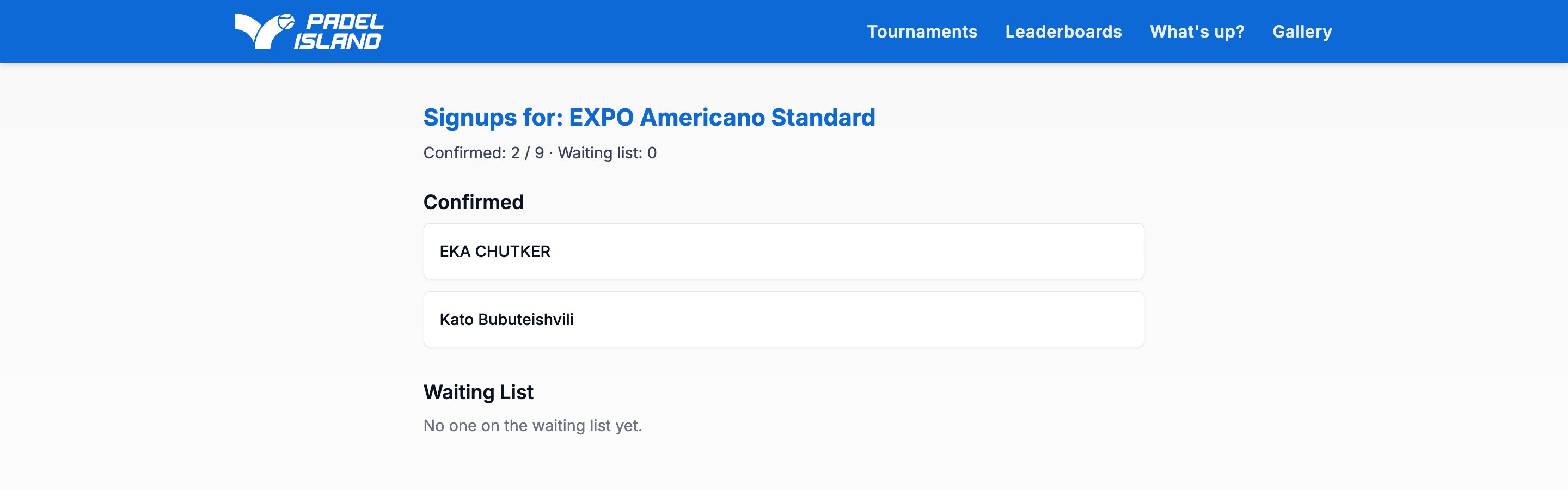 Confirmed & Waiting List